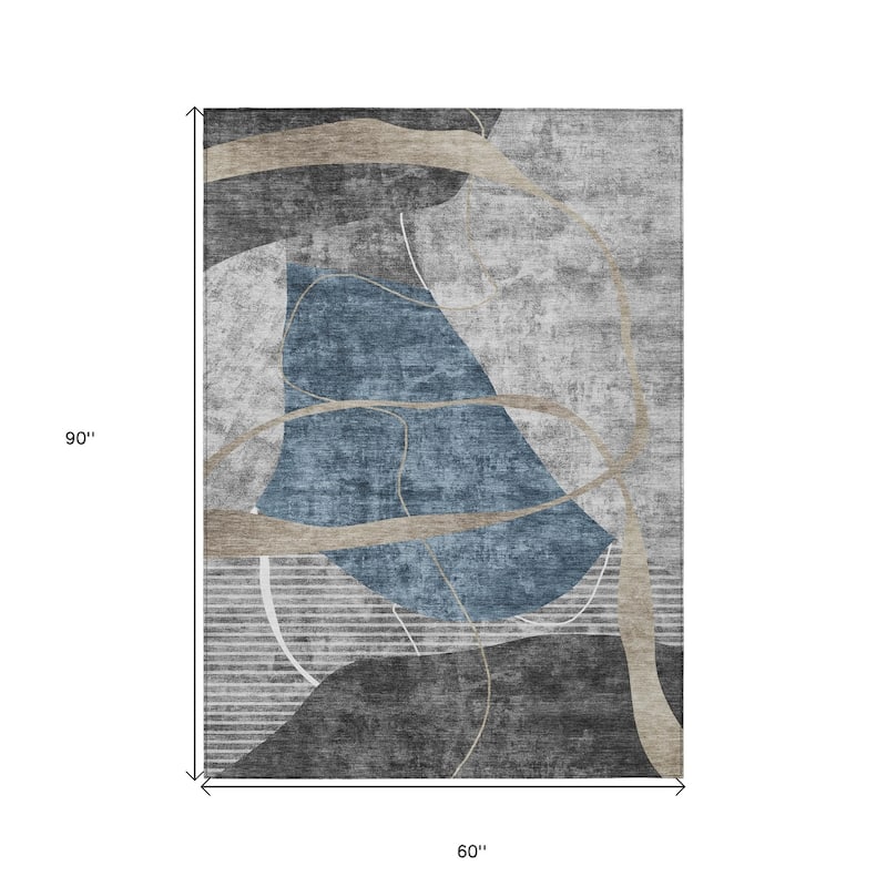 HomeRoots Abstract Transitional Rectangle Outdoor Rug