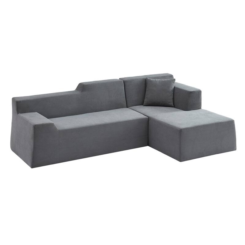 Modern L-Shaped Corduroy High Back Sofa, Right-Hand Facing (RHF)