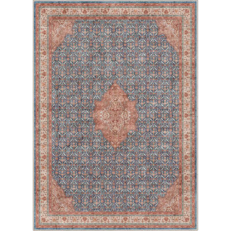 Well Woven Asha Lilith Persian Oriental Vintage Area Rug - 7' 7" x 9' 10" - Blue Red - Rectangle