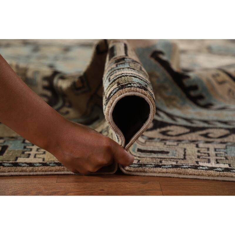 Hand Knotted Oriental 100% Wool Carpet Traditional Medallion Black Kazak Area Rug - 9' 7'' X 8' 2''