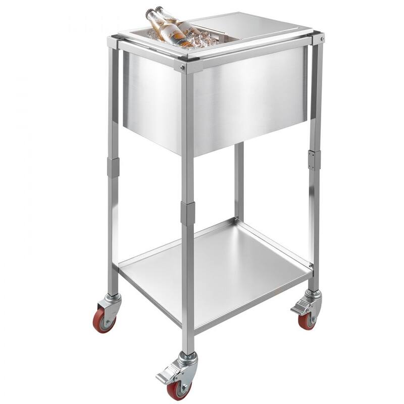 28L Stainless Steel Drop-In Ice Bin with Sliding Lid 24 Hours Insulated Cooler for Outdoor Bar - 20.08 x 14.17 x 38.19 inch