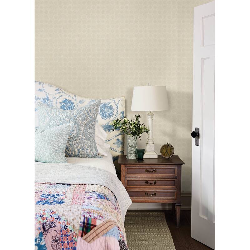 Chesapeake Button Block Taupe Geometric Wallpaper