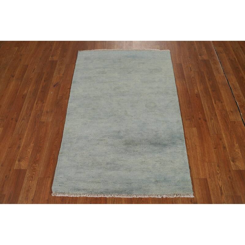 Hand Knotted Oriental 100% Wool Carpet Modern Modern Navy Blue & Blues Gabbeh Area Rug - 4' 1'' X 2' 8''