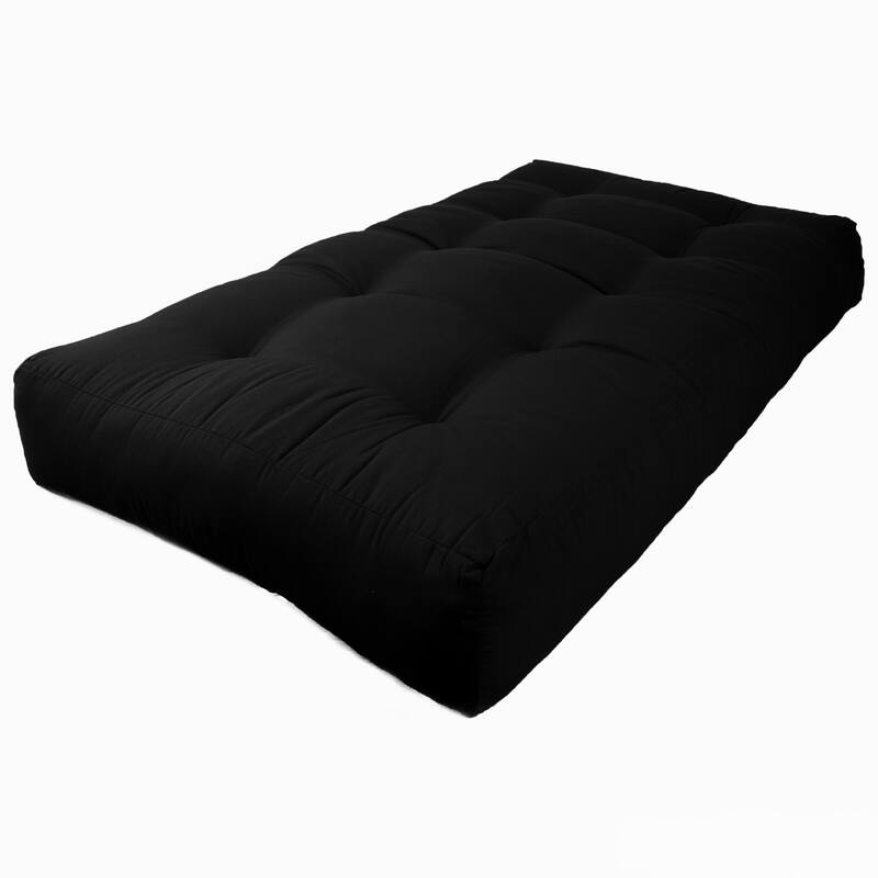 9-inch Thick Twill Futon Mattress (Twin, Full, or Queen) - Black - Twin