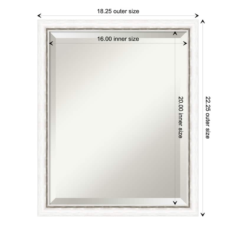 Morgan Beveled Wood Framed Bathroom Vanity Wall Mirror - Morgan White Silver - Glass Size 16x20