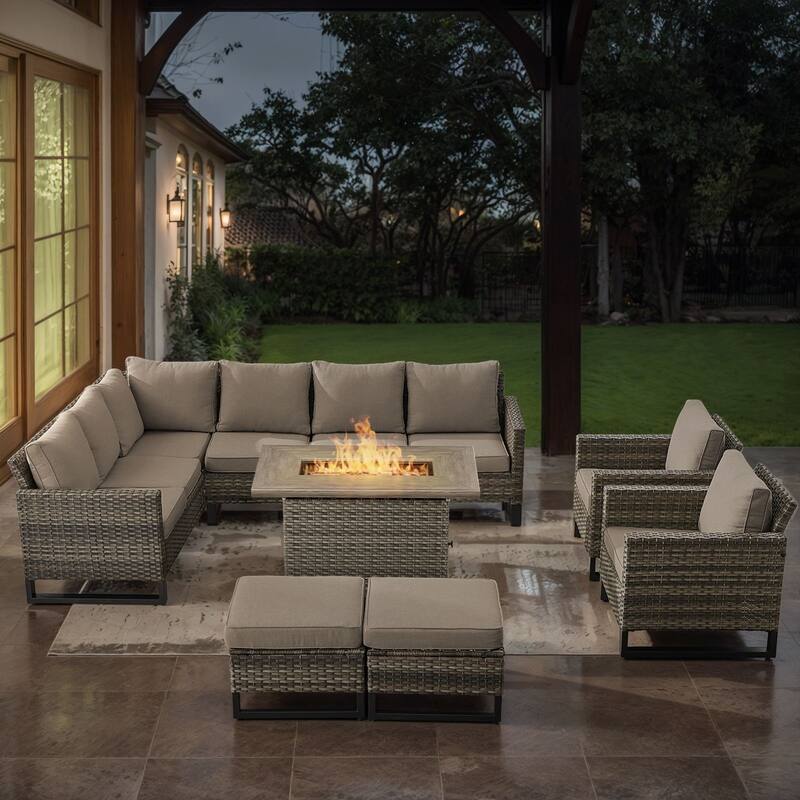 Gymojoy L-Shaped Outdoor Corner Sectional Sofa 6-seats Couch Conversation Set