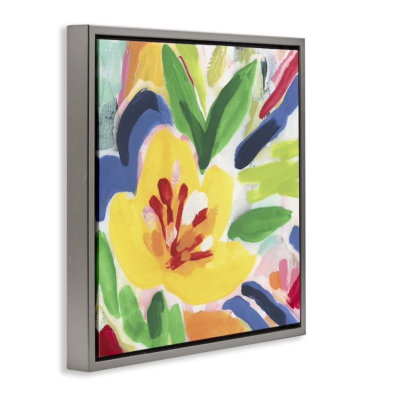 Stupell Vivid Lively Florals Framed Floater Canvas Wall Art Design By June Erica Vess