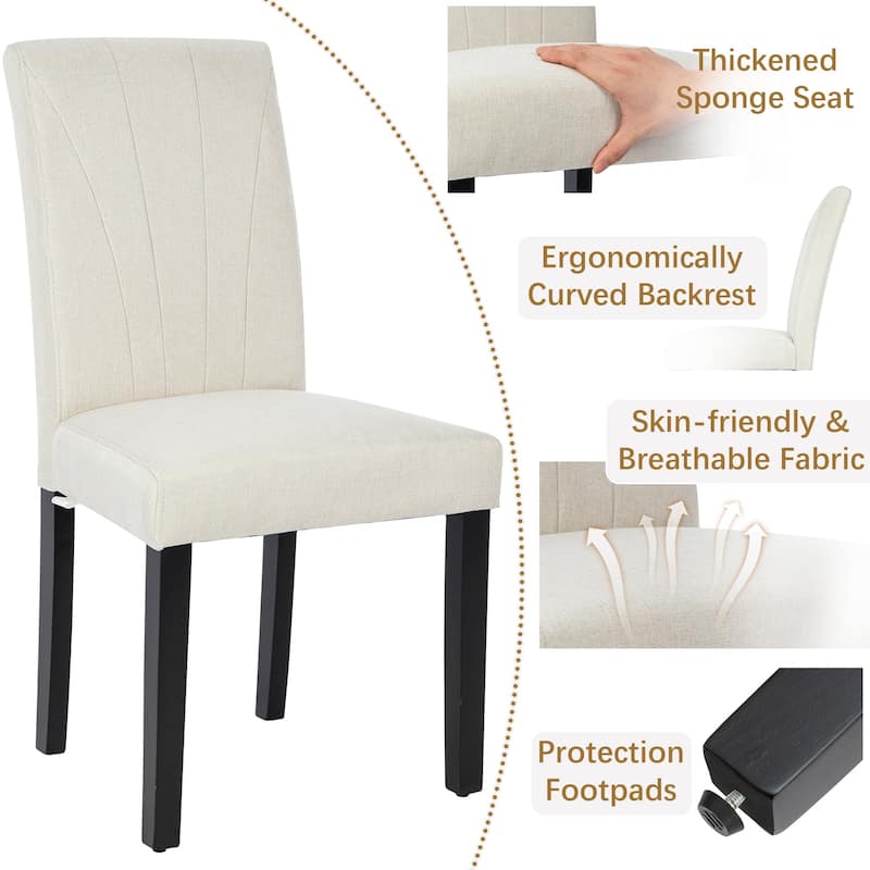 VECELO 3-Color Upholstered Dining Chairs Set with 19.5" Wide Seat 19.3" High Back Dining Chair Modern 37" Parson Chairs
