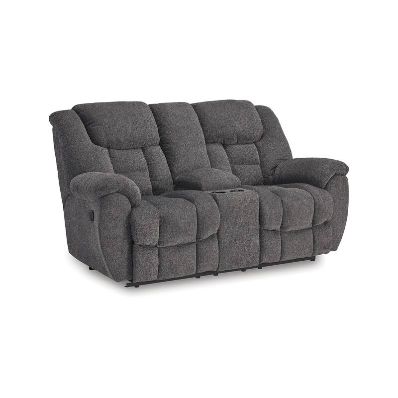 Dane Manual Double Reclining Loveseat, Rich Gray Polyester, 76 Inch