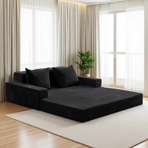 slide 2 of 88, Corduroy Loveseat Sofa Bed 4 in 1 Foldable Floor Sofa Couch Convertible Boneless Couch