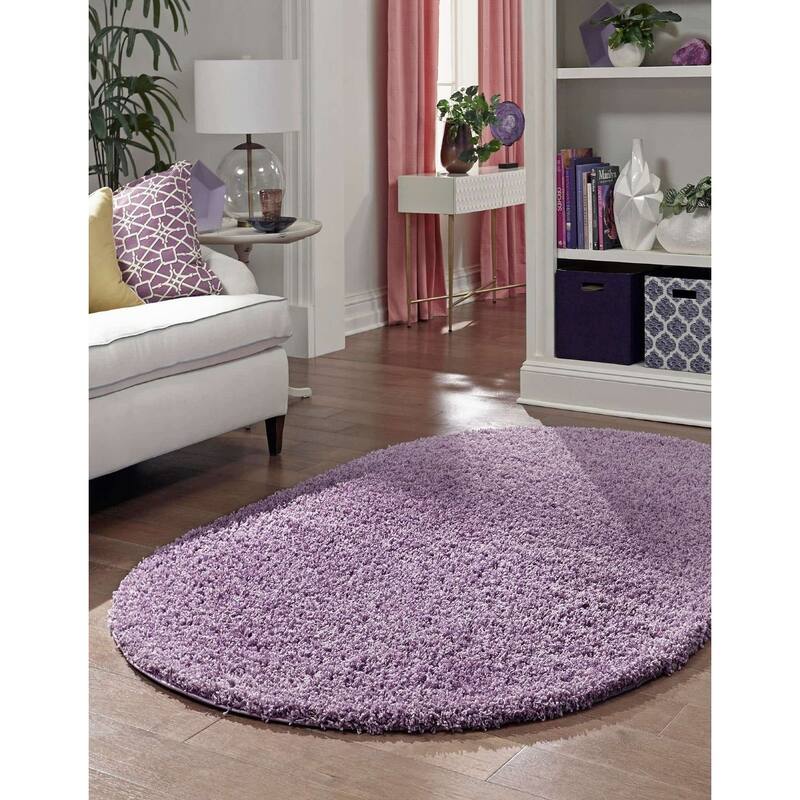 Shag Laurian Collection Area Rug - 8'x10' Oval - Lilac