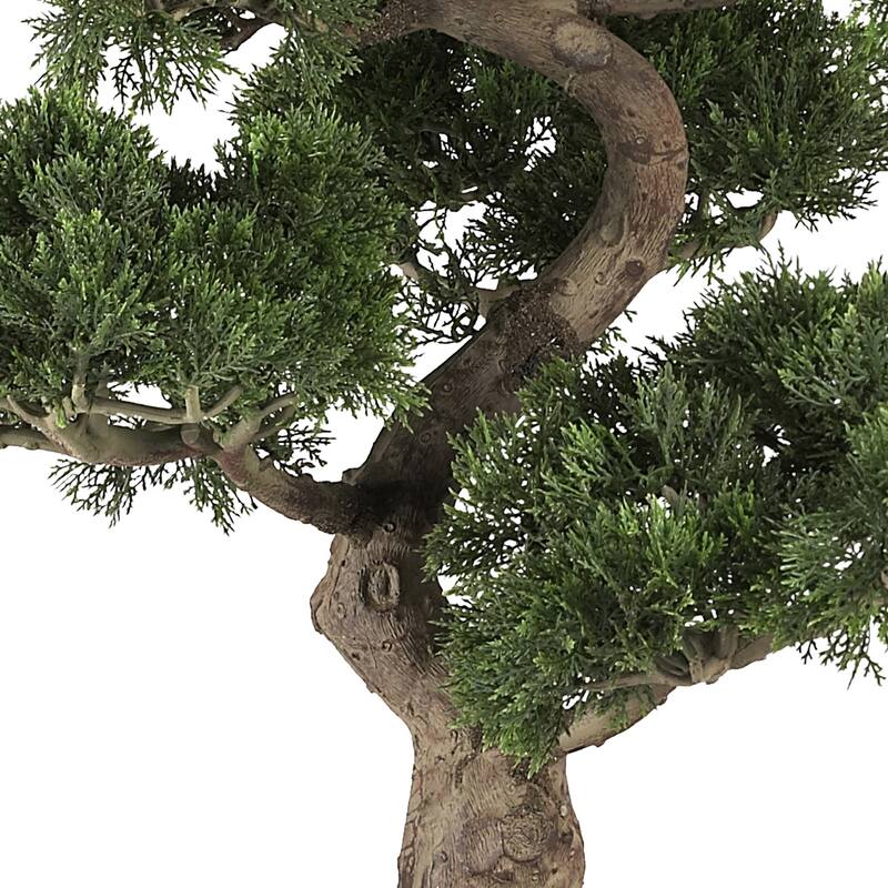 3' Cedar Bonsai Outdoor Artificial Plant in Gray Planter