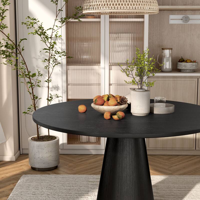 Furniture of America Evrena Modern Black 48-inch Solid Wood Round Dining Table