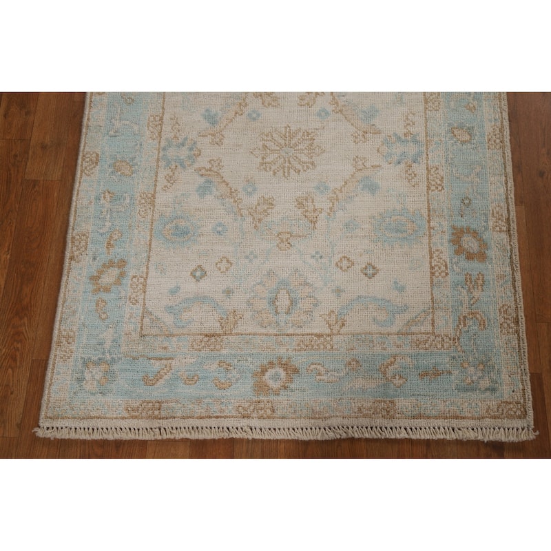Vegetable Dye Oushak Turkish Traditional Rug Handmade Wool Carpet - 3'1" x 3'11"