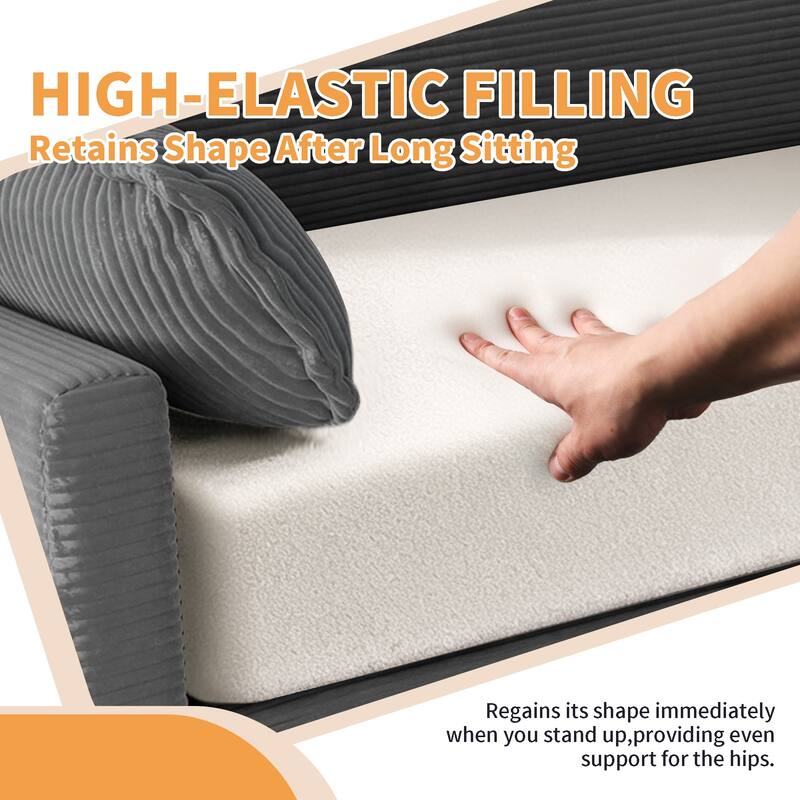 2-in-1 Convertible Corduroy Sofa Bed 51" Small Sofa, 2-Seater Loveseat Sleeper Couch with Side Storage