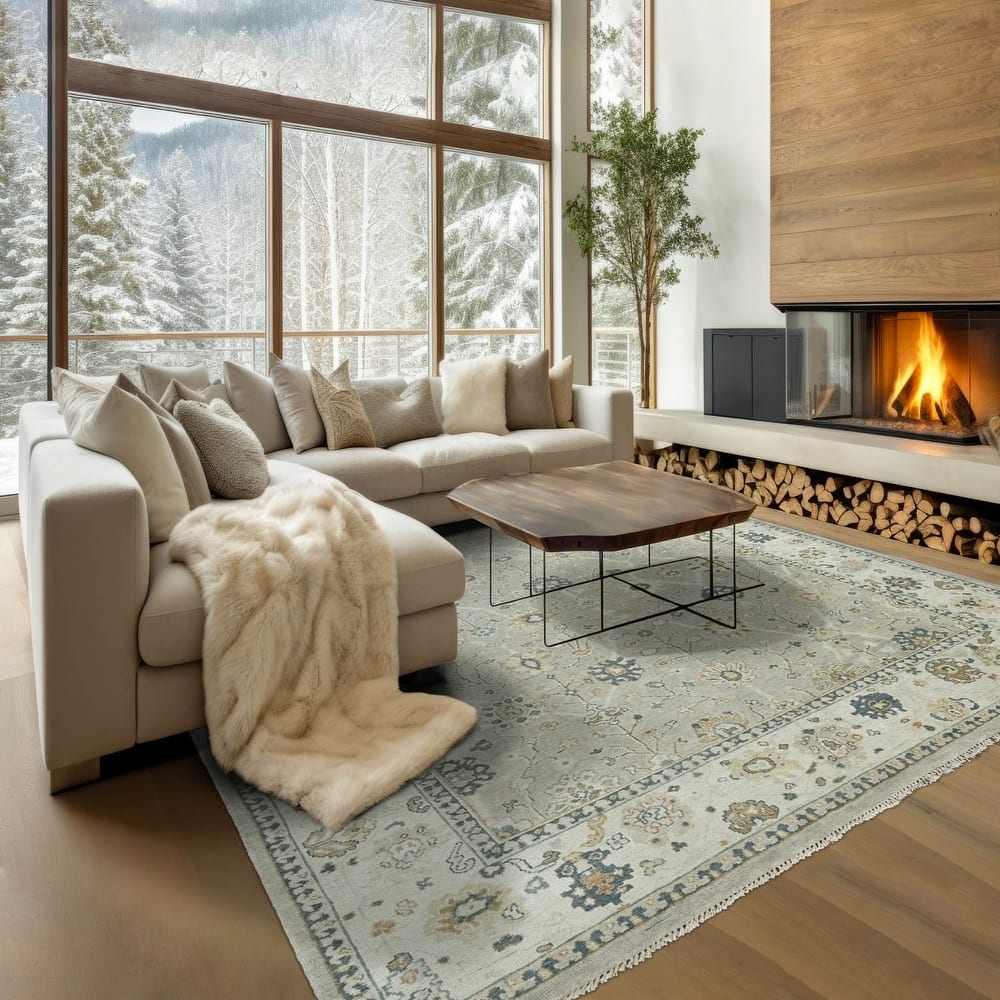 LoomBloom Multi Size Gray Hand Knotted Wool Oushak Rug