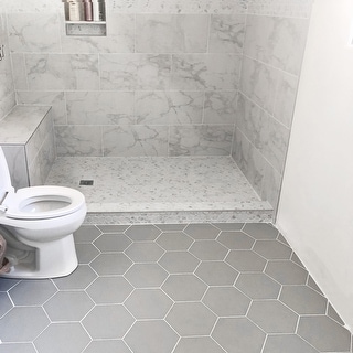 Merola Tile Textile Basic Hex Silver 8-5/8" x 9-7/8" Porcelain Floor ...