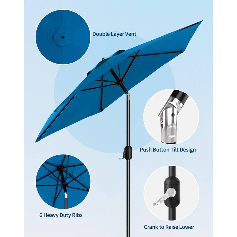 Coromose 7.5FT Patio Umbrella Outdoor, 6 Sturdy Ribs UV Protection,for Deck Poolside Backyard