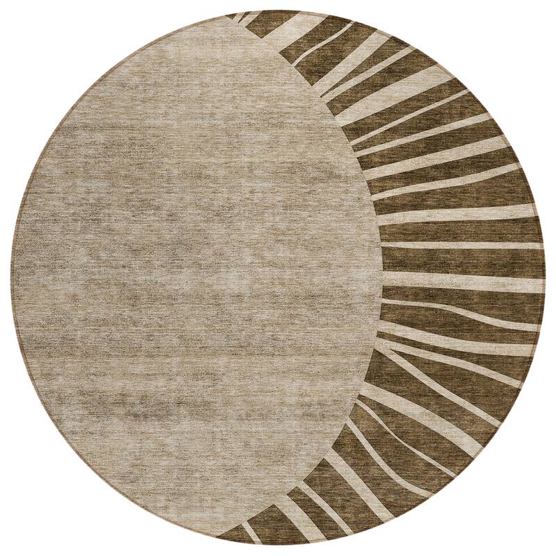 Machine Washable Indoor/ Outdoor Chantille Modern Sunburst Rug