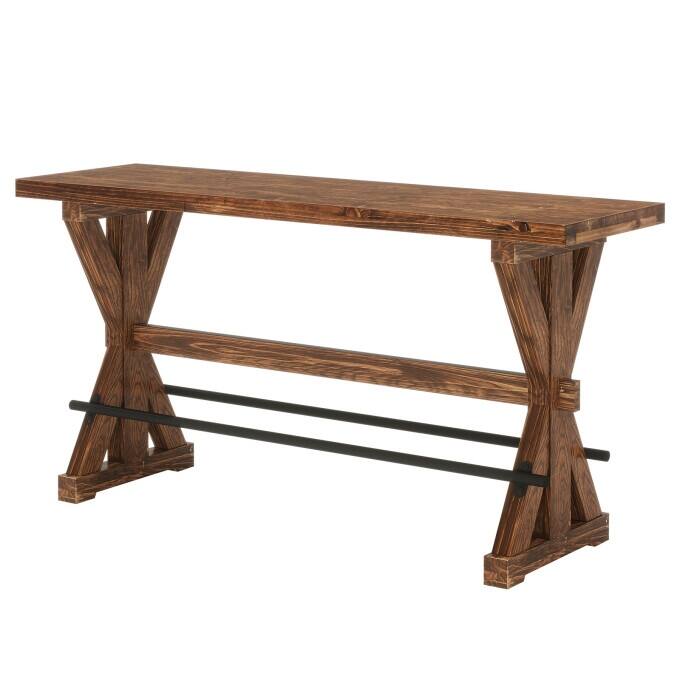 Farmhouse Solid Wood Counter Height Bar Table, 63" Tall Dining Table - N/A