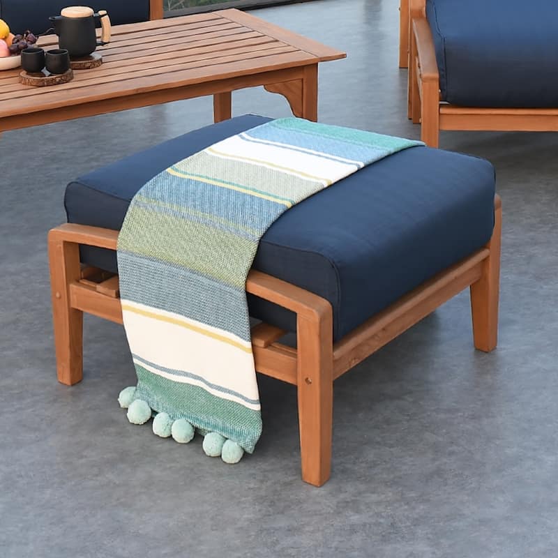 Cambridge Casual Leon Teak Patio Ottoman with Cushion