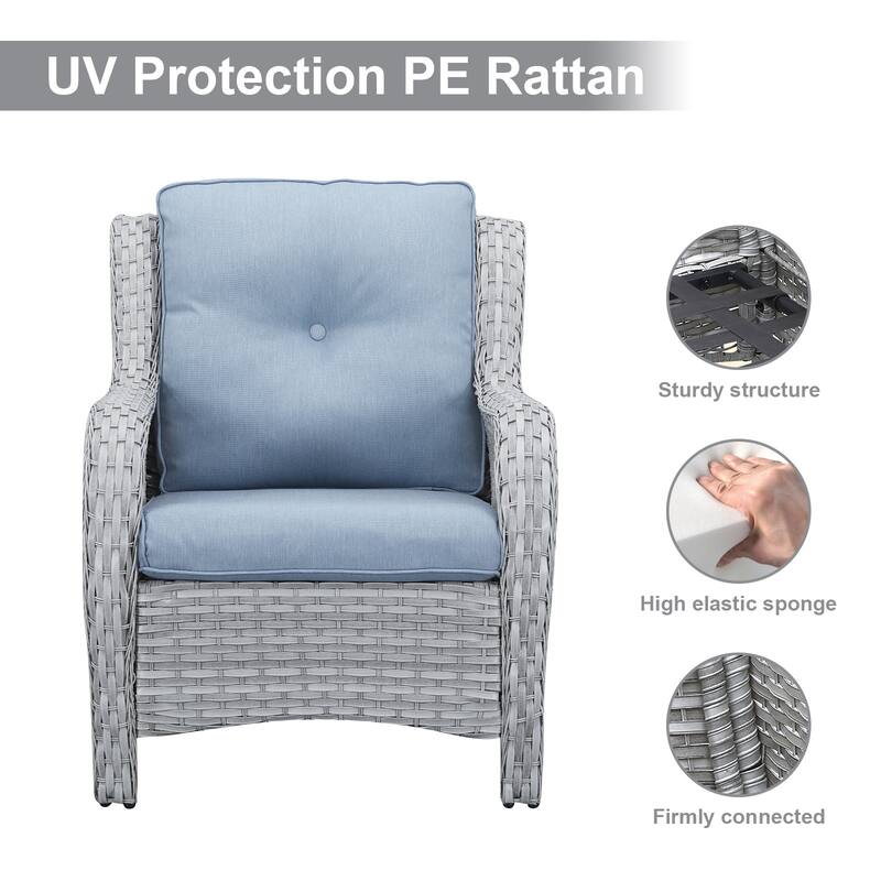 Gymojoy Outdoor Sofa Chair Ottoman Seating with Cushions