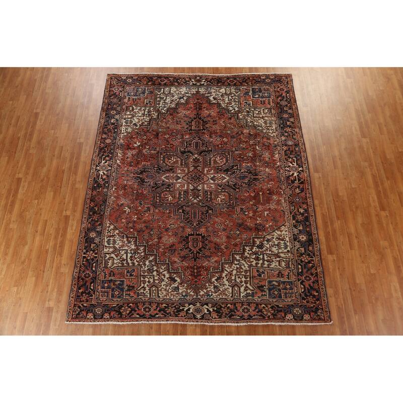 Vintage Geometric Heriz Persian Traditional Wool Area Rug Hand-knotted - 8'7" x 10'9"