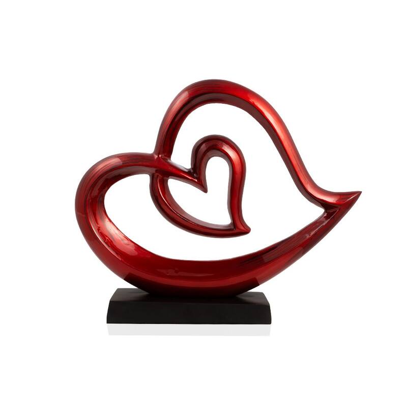 HomeRoots 12" Red and Black Aluminum Tabletop Sculpture - 14.75' X '12' X '3