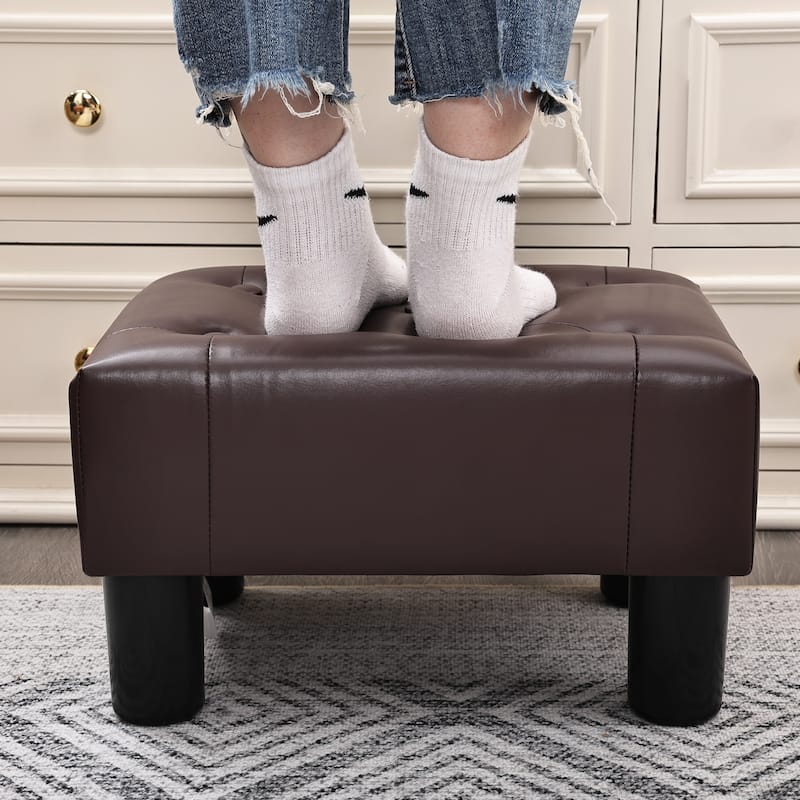 Adeco Button Tufted Foot Stool Rectangular Small Ottoman