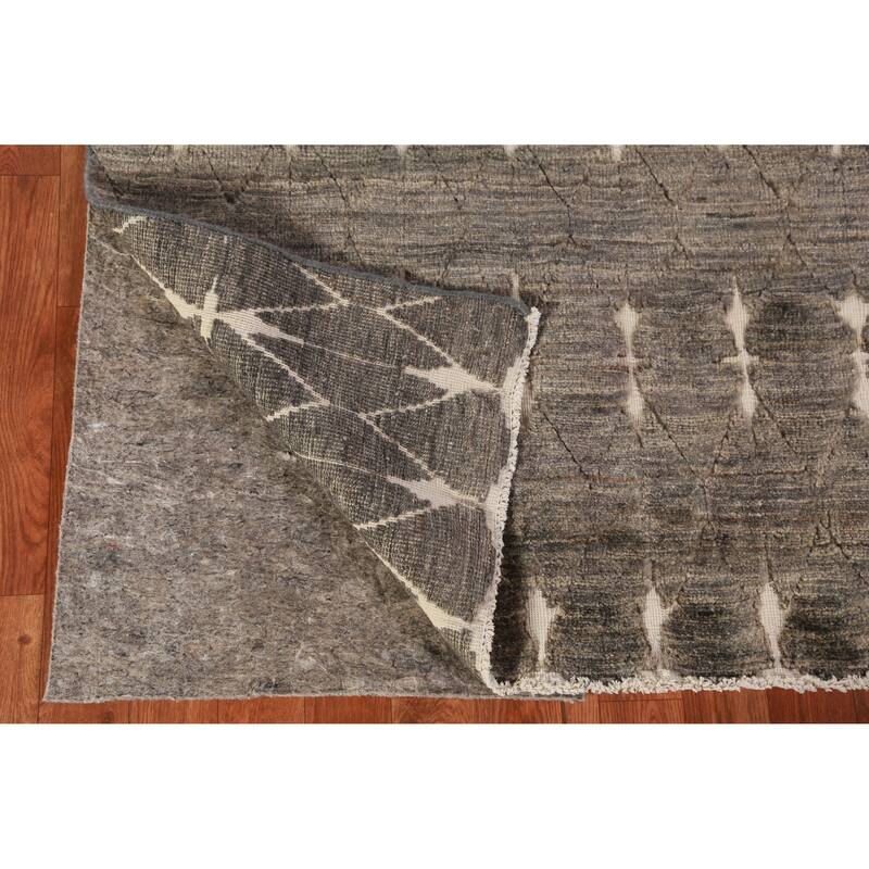 Trellis Gray Gabbeh Oriental Rug Hand-Knotted Wool Carpet - 3'9"x 5'10"
