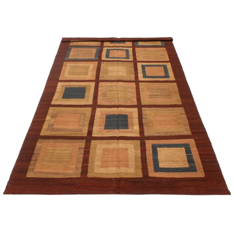 ECARPETGALLERY Flat-Weave Ankara FW Tan Wool Kilim - 6'2 x 12'2