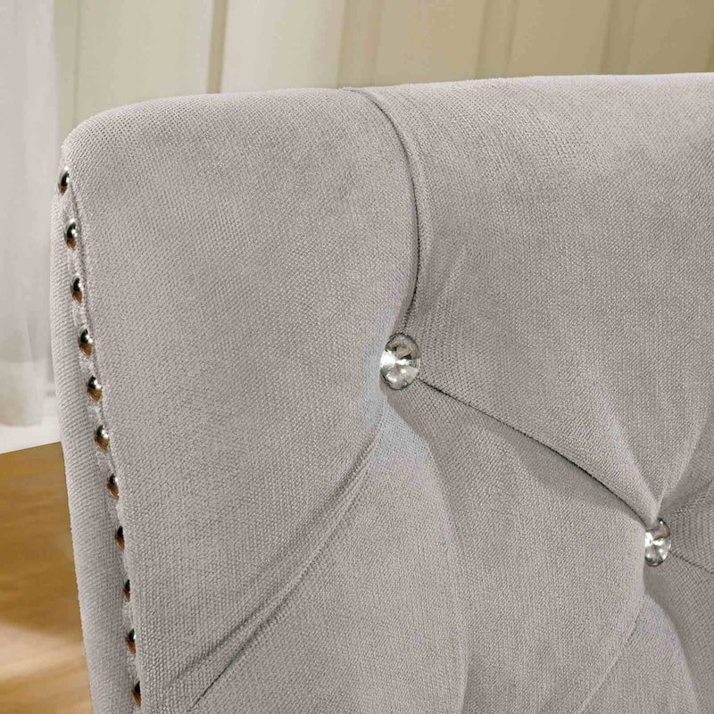 Transitional Silver Finish Tufted Side Chairs Set