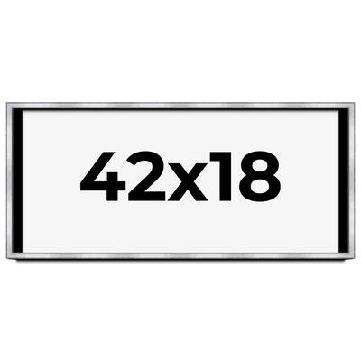 42x18 Shadow Box Frame Silver | 1.375 Inches Deep Real Wood