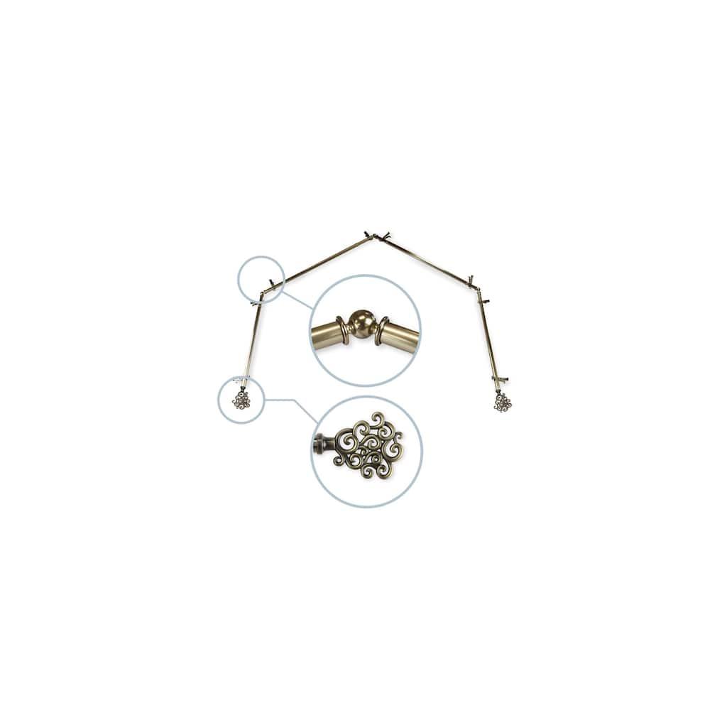 Adjustable Curtain Rods & Hardware Set - Telescoping Design, Antique Brass Finials - Home Decor - M