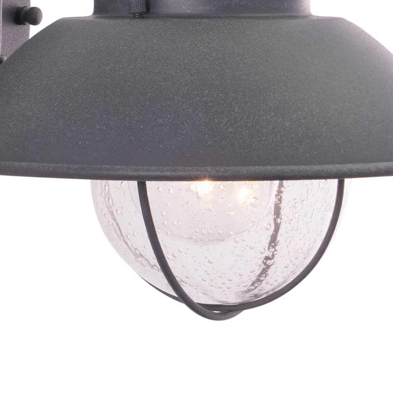 Harwich 1 Light Gray Coastal Barn Dome Outdoor Wall Lantern Clear Glass - 8-in W x 8-in H x 9-in D