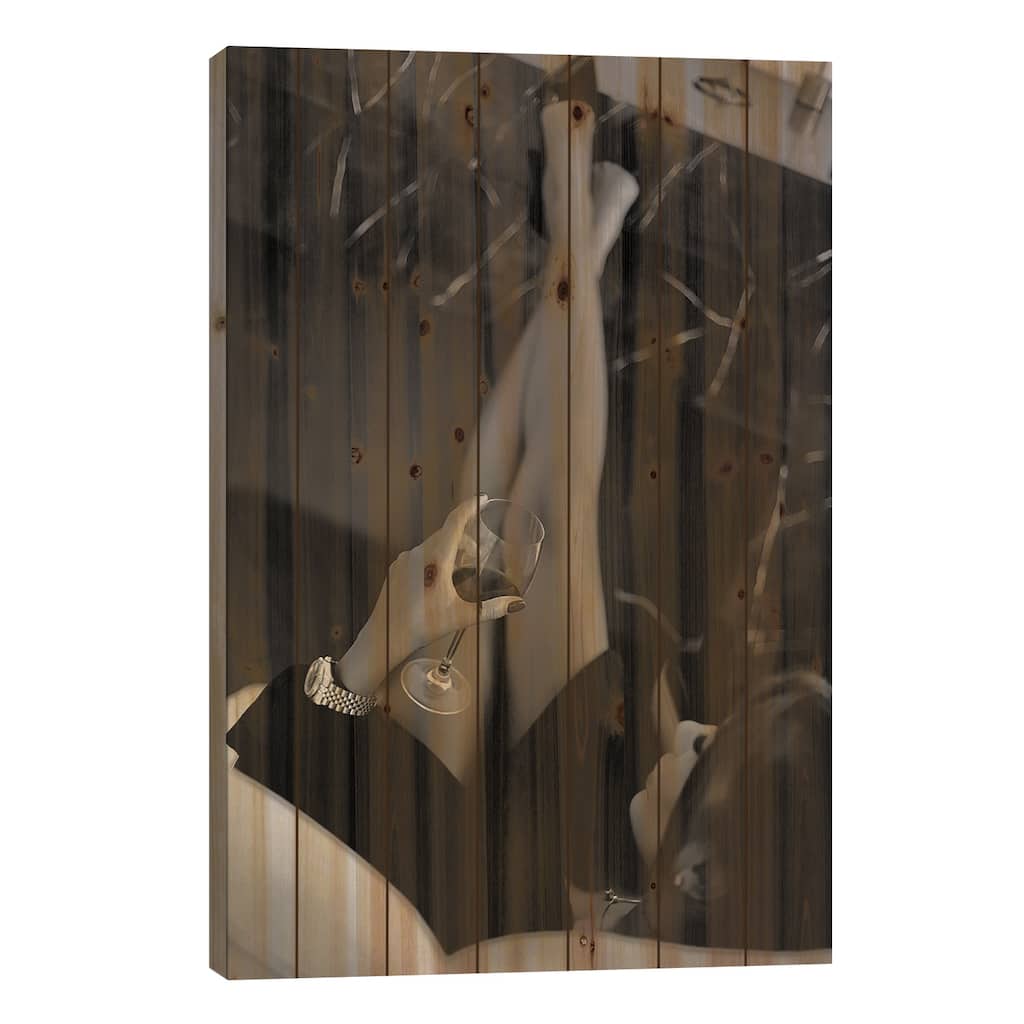 Wine Glass Print On Wood by Yura Ashi - Multi-Color