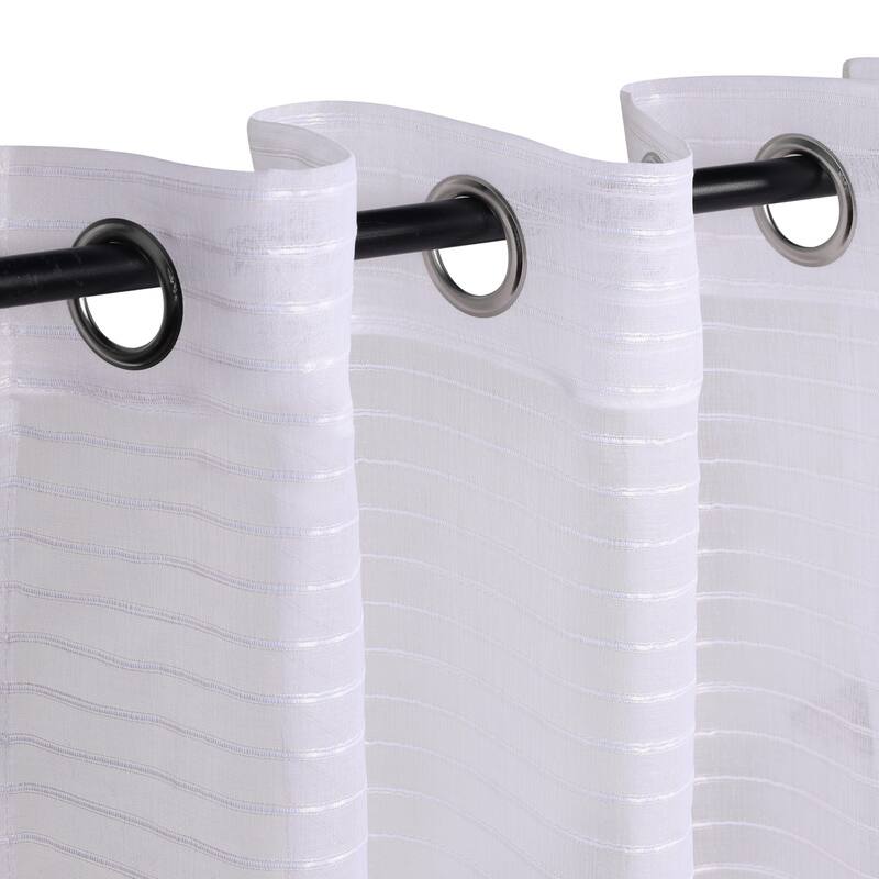 Superior Jackson Striped Machine Washable Sheer Curtains, Set of 2