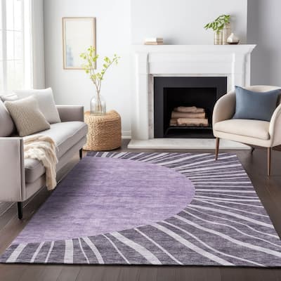 Premium Washable Super Soft Contemporary Rays Mayfield Rug