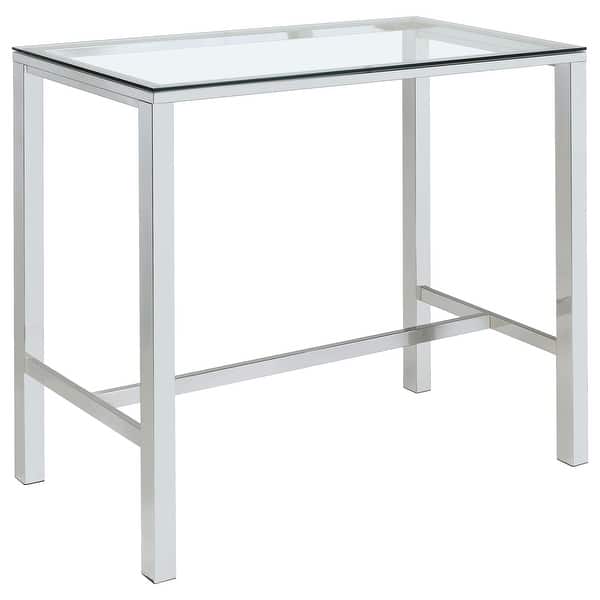 slide 2 of 5, Tolbert Rectangular 47-inch Glass Top Pub Bar Table Chrome Chrome