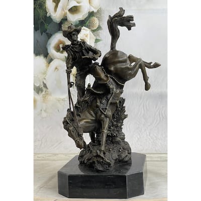 Large Arizona Cowboy Bronze Sculpture By Remington Cow Boy Figurine Figure Decor