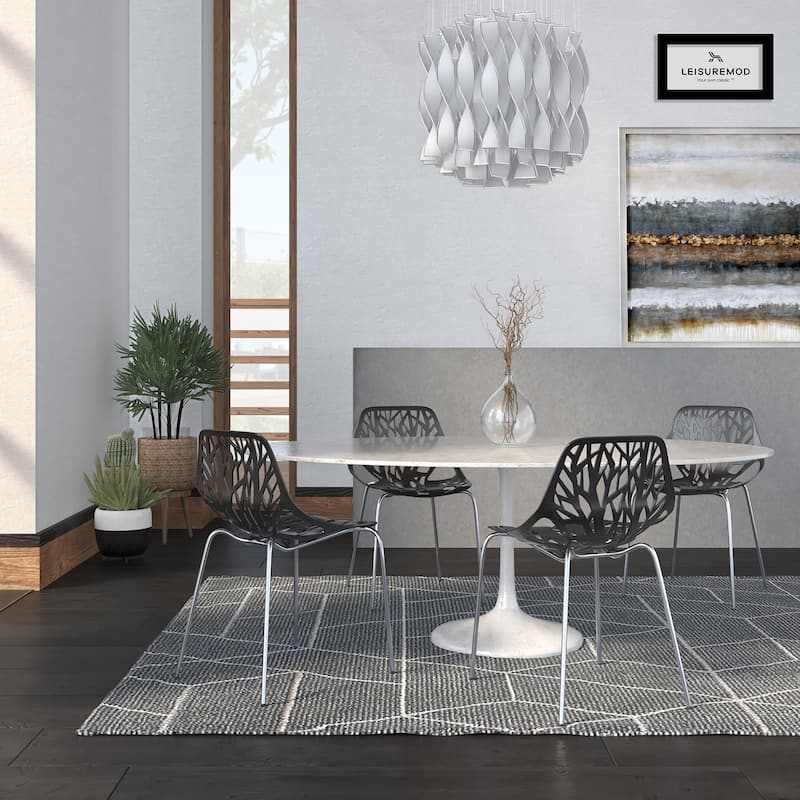 Stackable Dining Chair with Chrome Legs Side Chair (Set of 4) for Indoor and Outdoor