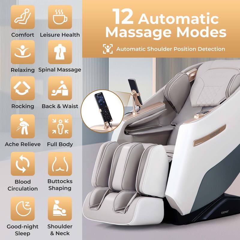 Costway Zero Gravity SL Track Full Body Massage Chair with Waist