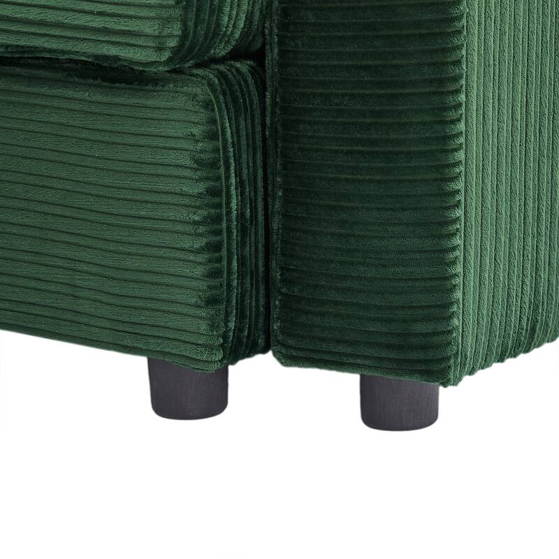 Corduroy armchair with footrest, USB charging and storage space, 250 lbs weight capacity