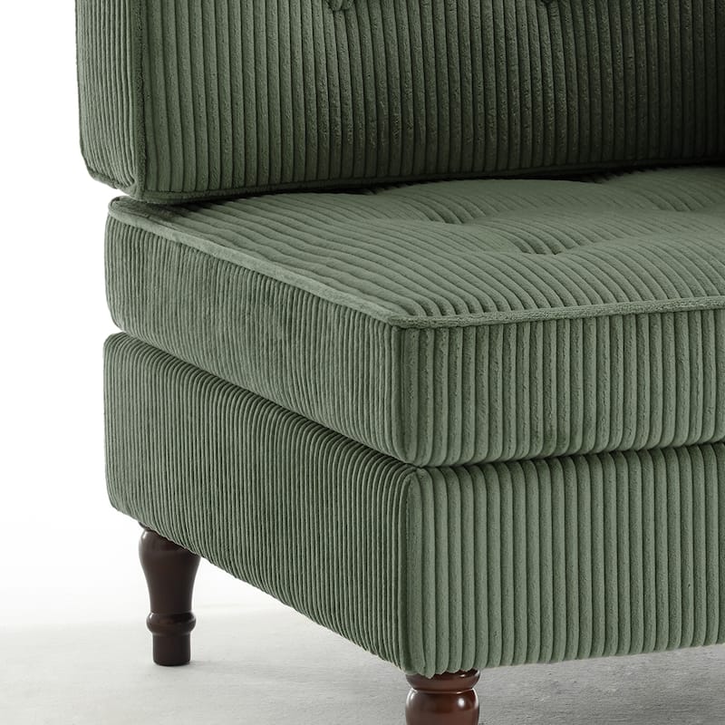 32.57" W Upholstered Corduroy Corner Accent Chair