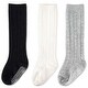 preview thumbnail 1 of 6, CozyWay Non-Slip Knee-High Socks, 3 Packs, Black White Grey, 18-36 Months