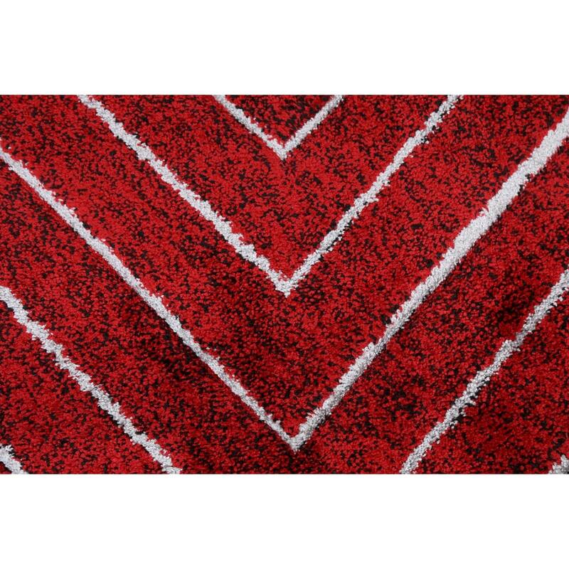 Red Chevron Style Transitional Oriental Turkish Rug Modern Carpet