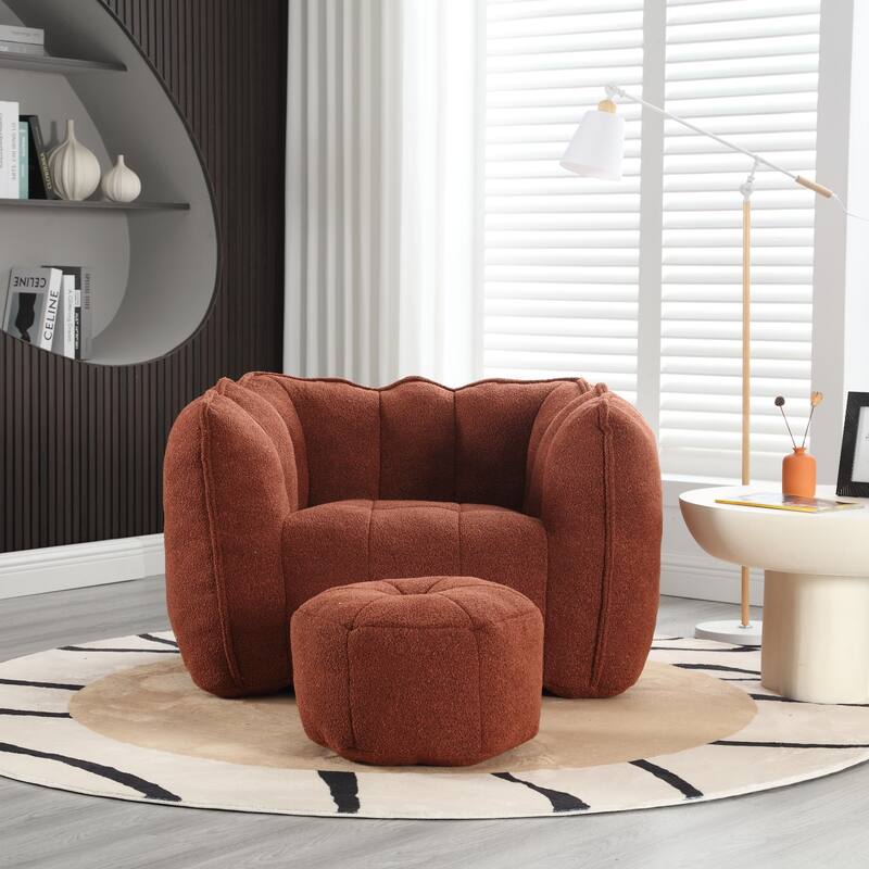 Bean Bag Chair for Adults to Gaming,Reading,and Watching TV - Red+Brown