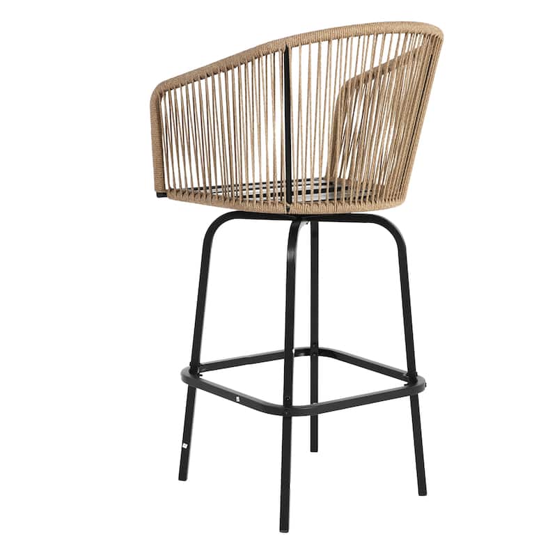Patio Bar Table and Swivel Chairs Set with Metal Frame (Set of 3)