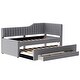 preview thumbnail 44 of 46, Daybed Captain Bed Upholstered Bed with Trundle and 3 Drawers, Elegance Stripe Design L-Shaped Upholstered Daybed Platform Bed