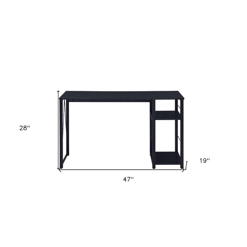 47” Modern Reversible Writing Desk with Shelves Rectangular Wood Top & Metal Frame